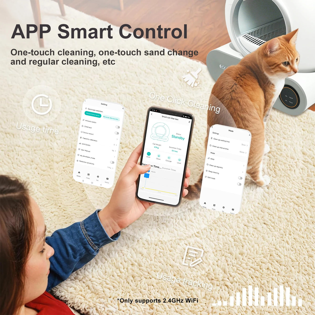 DOEL Smart Automatic Self Cleaning Cat Litter Box WiFi Control