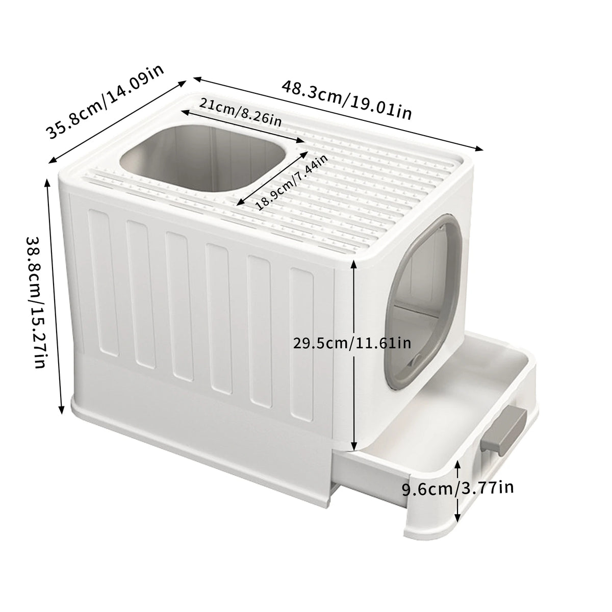 Semi Enclosed Cat Litter Box With Scoop And Plastic Tray