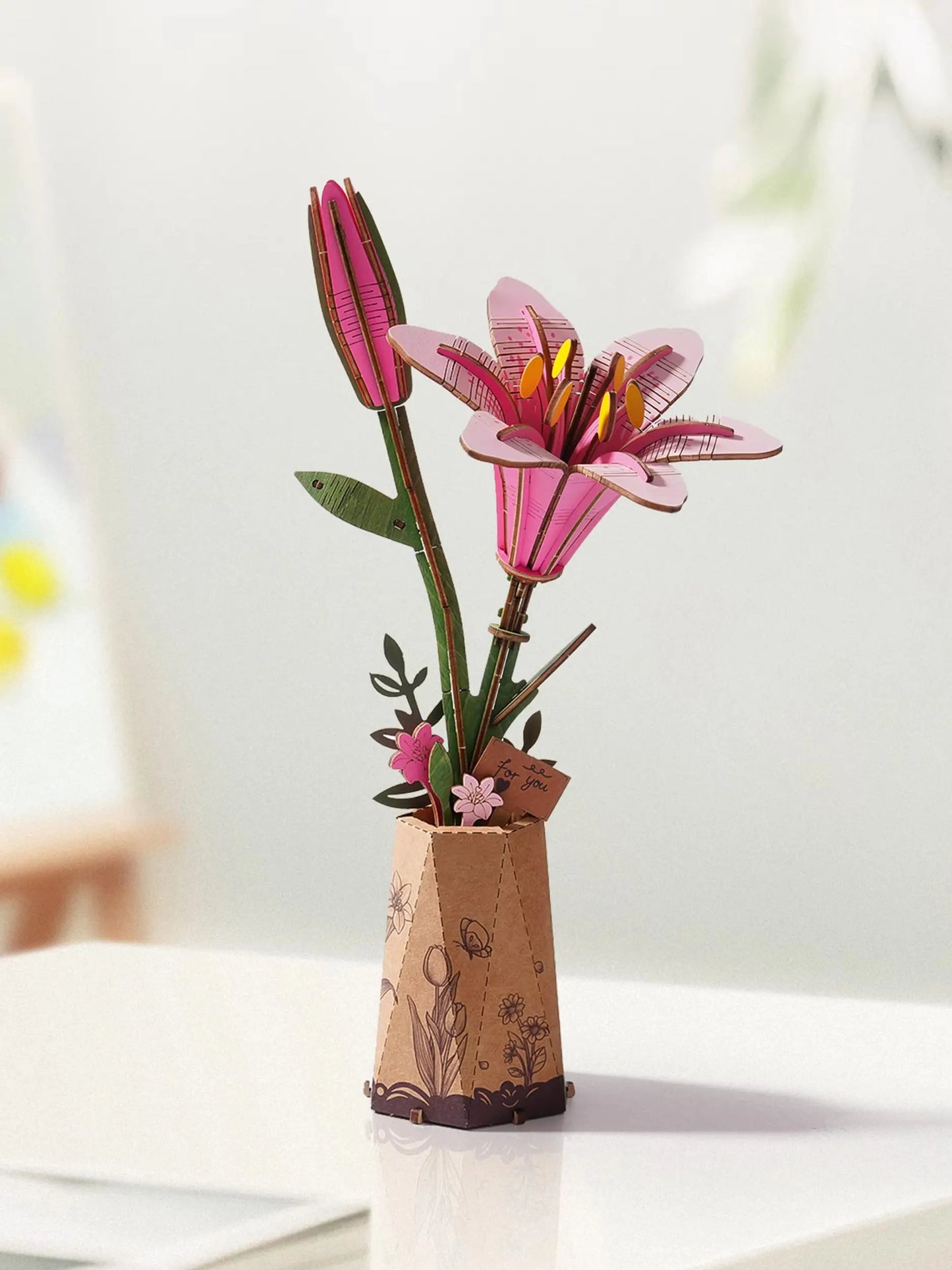 Rolife Wooden 3D Puzzle Lily Artificial Flower DIY Building Kit