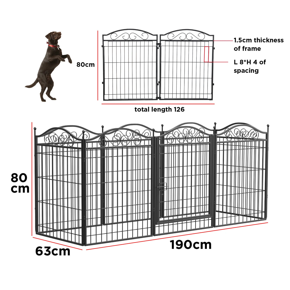 Bingopaw Heavy Duty Eight Panel Foldable Dog Exercise Fence