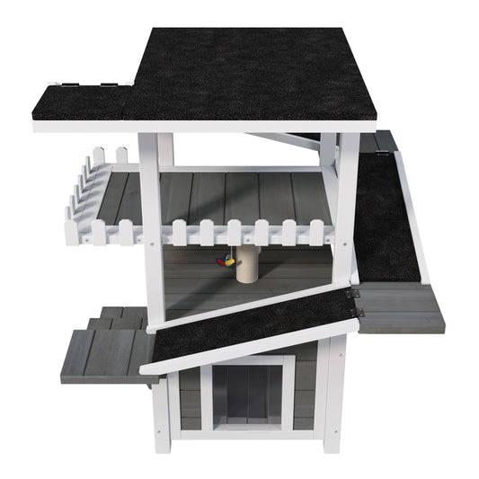 Weatherproof Outdoor Cat House Feral Shelter With Waterproof Roof