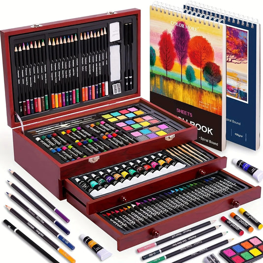 146 Piece Professional Art Kit Including Crayons Oil Pastels And Colored Pencils