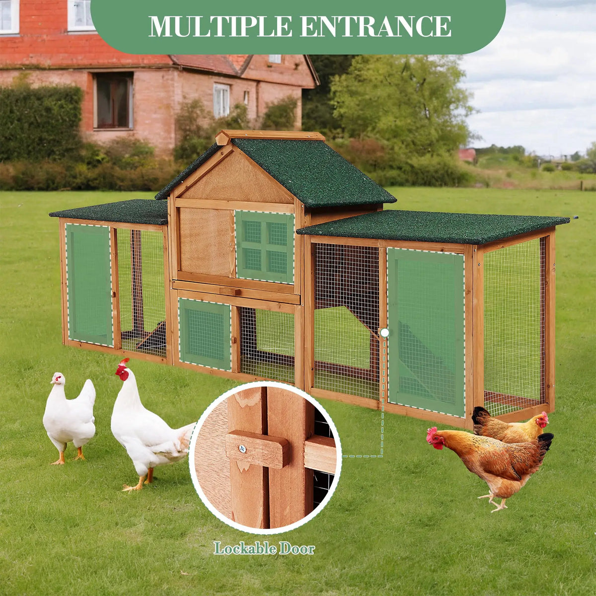 DishyKooker Wooden 2 Story Outdoor Bunny Hutch Double Runs Tray