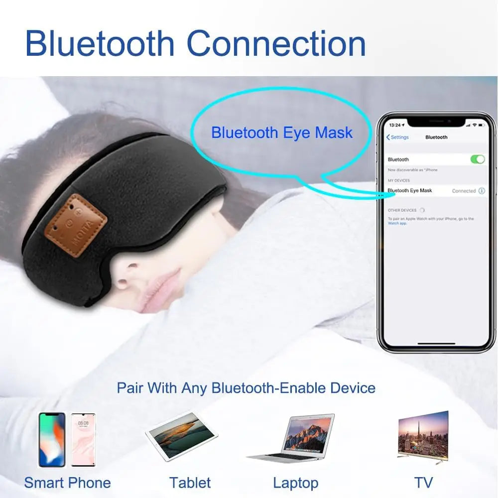 3D Sleep Mask With Built In Speakers And Bluetooth Headphones