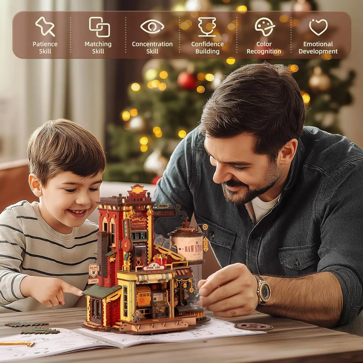 Robotime Christmas Dream Wooden Music Box 3D Puzzle Craft Kit
