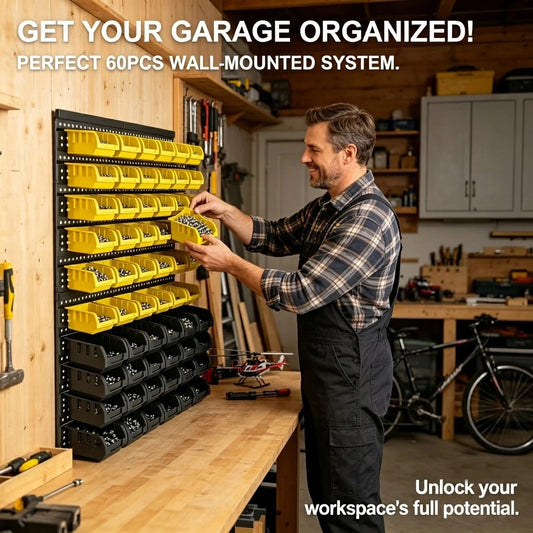 Wall Mount Plastic Parts Storage Rack For Garage Tool Organizer