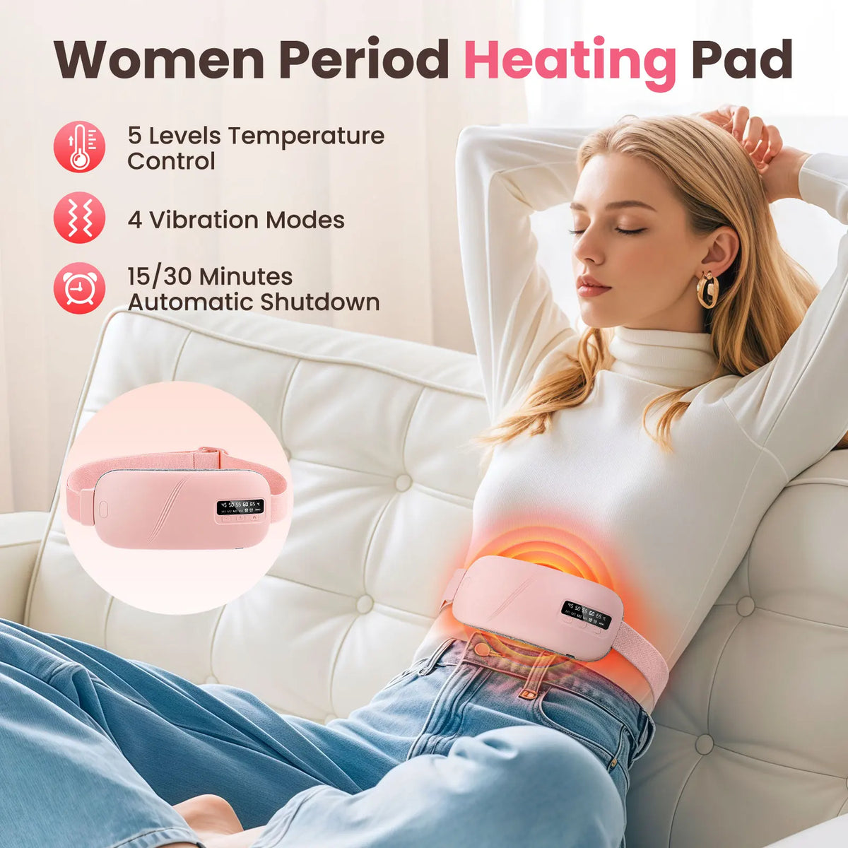 Afdeal Electric Heating Period Cramp Massager Belt Vibration Abdominal Warmer