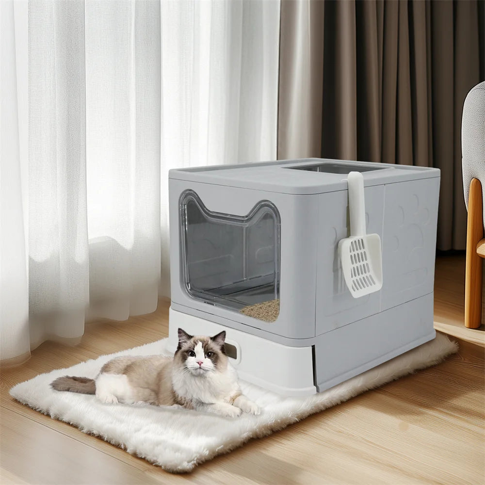 Enclosed Stainless Steel Top Entry Cat Litter Box With Lid