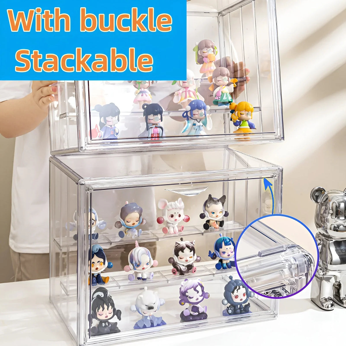 Clear Stackable Acrylic Dustproof Display Case For Collectible Figures