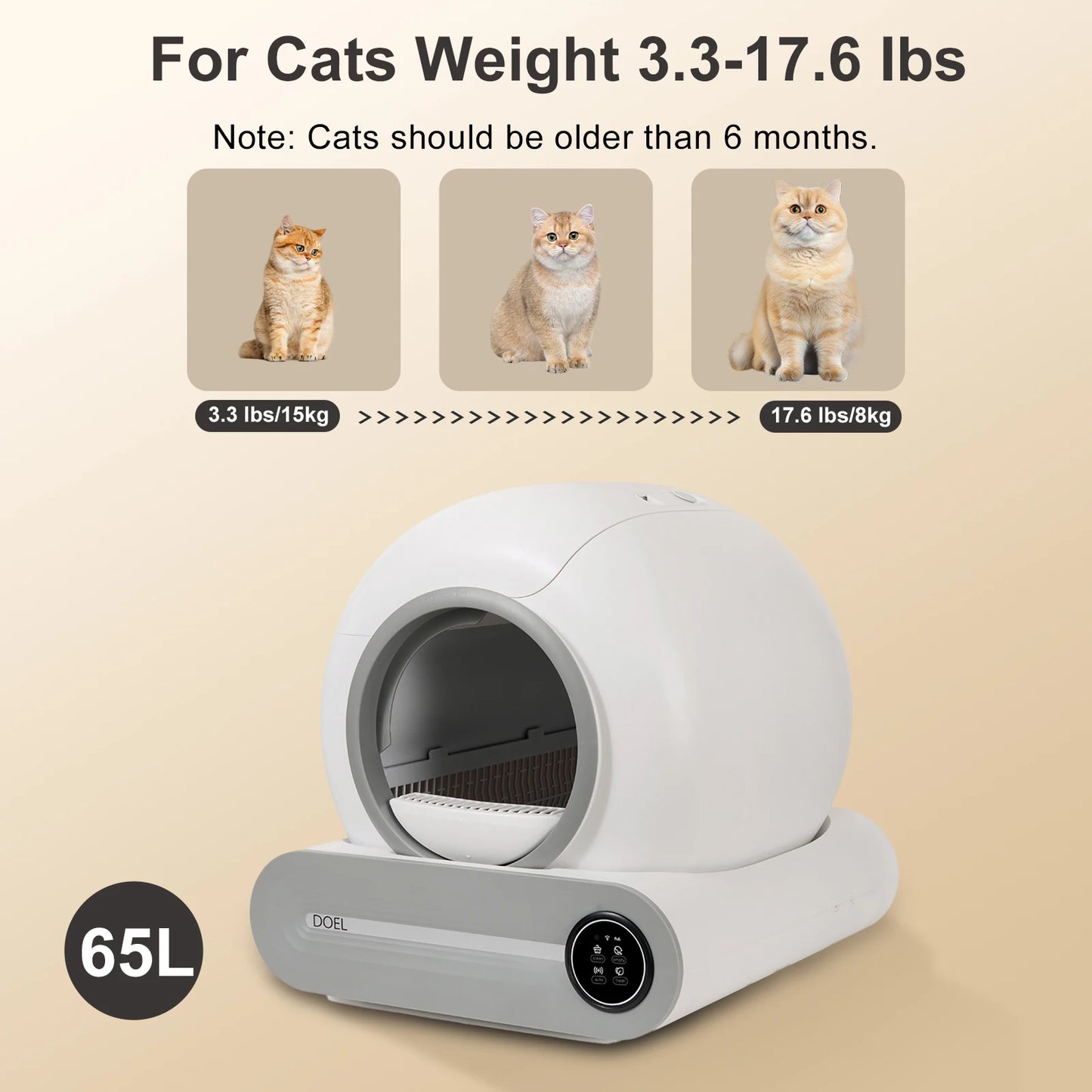 DOEL Smart Automatic Self Cleaning Cat Litter Box WiFi Control