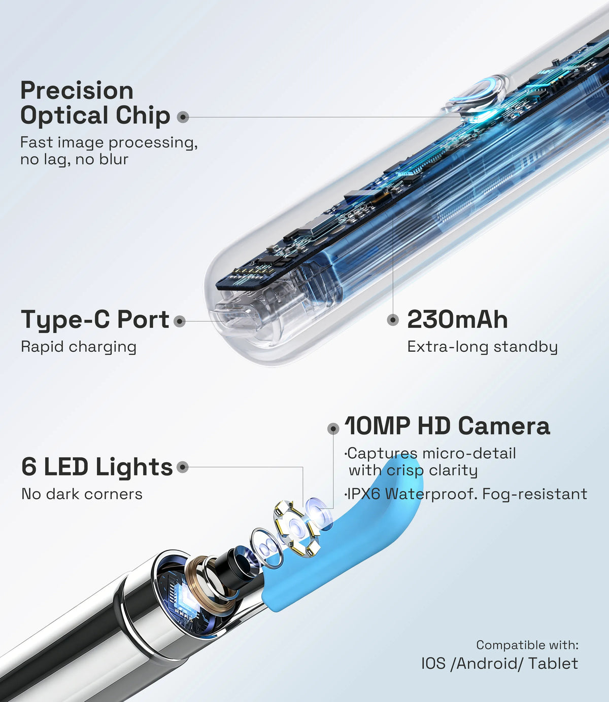 Wireless Otoscope Earwax Removal Kit With HD Camera