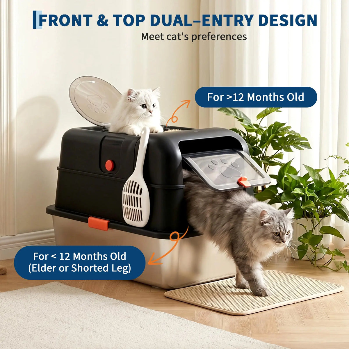 Studyset Enclosed Stainless Steel Dog Proof Litter Box With Scoop