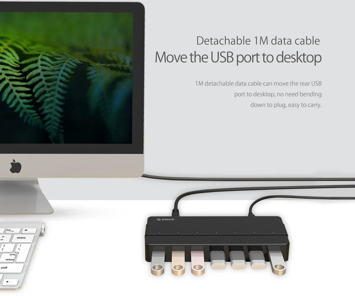 ORICO 7 Port USB SuperSpeed Hub 12V Power Adapter Included