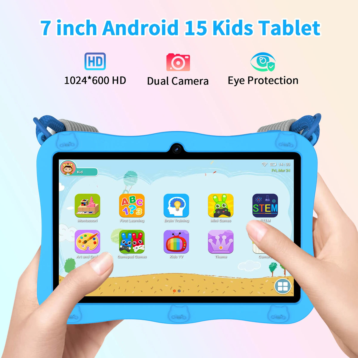 Pritom Kids Android Tablet Featuring Parental Controls And Dual Cameras