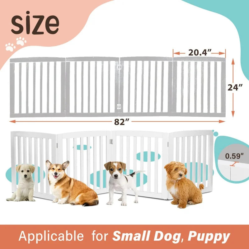 Wooden Pet Gate Four Panel Freestanding Z Shape For Entryways