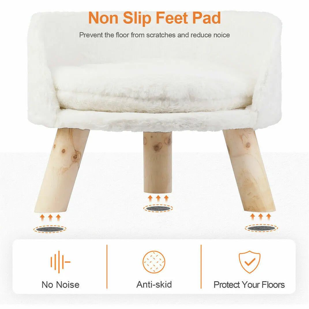 Luxurious Plush Cat Bed With Wooden Legs And Washable Cushion