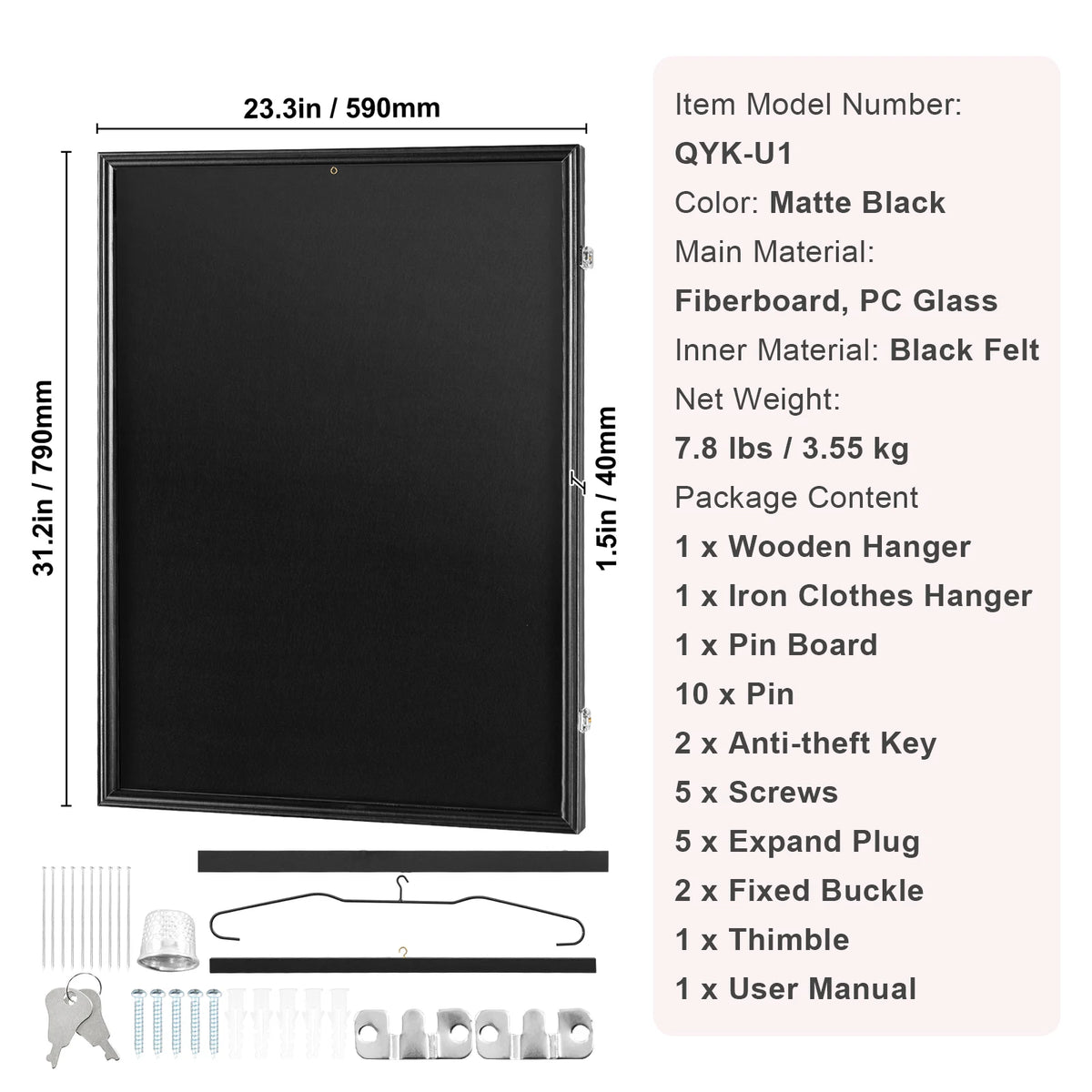 SucceBuy Lockable Jersey Sports Card Display Shadow Box
