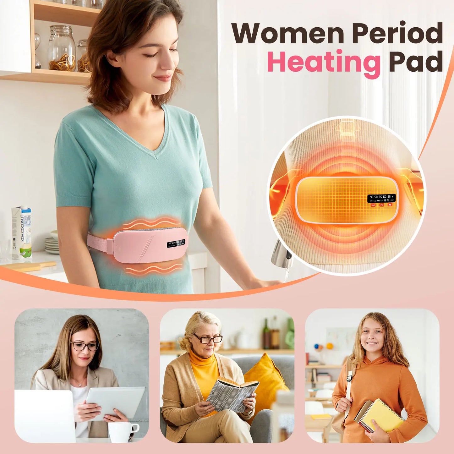 Afdeal Electric Heating Period Cramp Massager Belt Vibration Abdominal Warmer