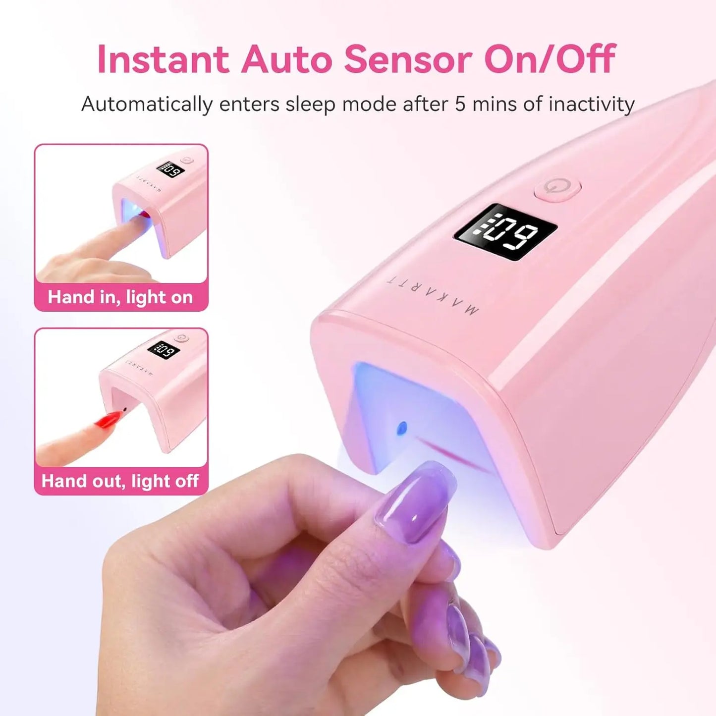 Makartt Portable Cordless 222mWcm2 Flash Cure UV LED Nail Lamp