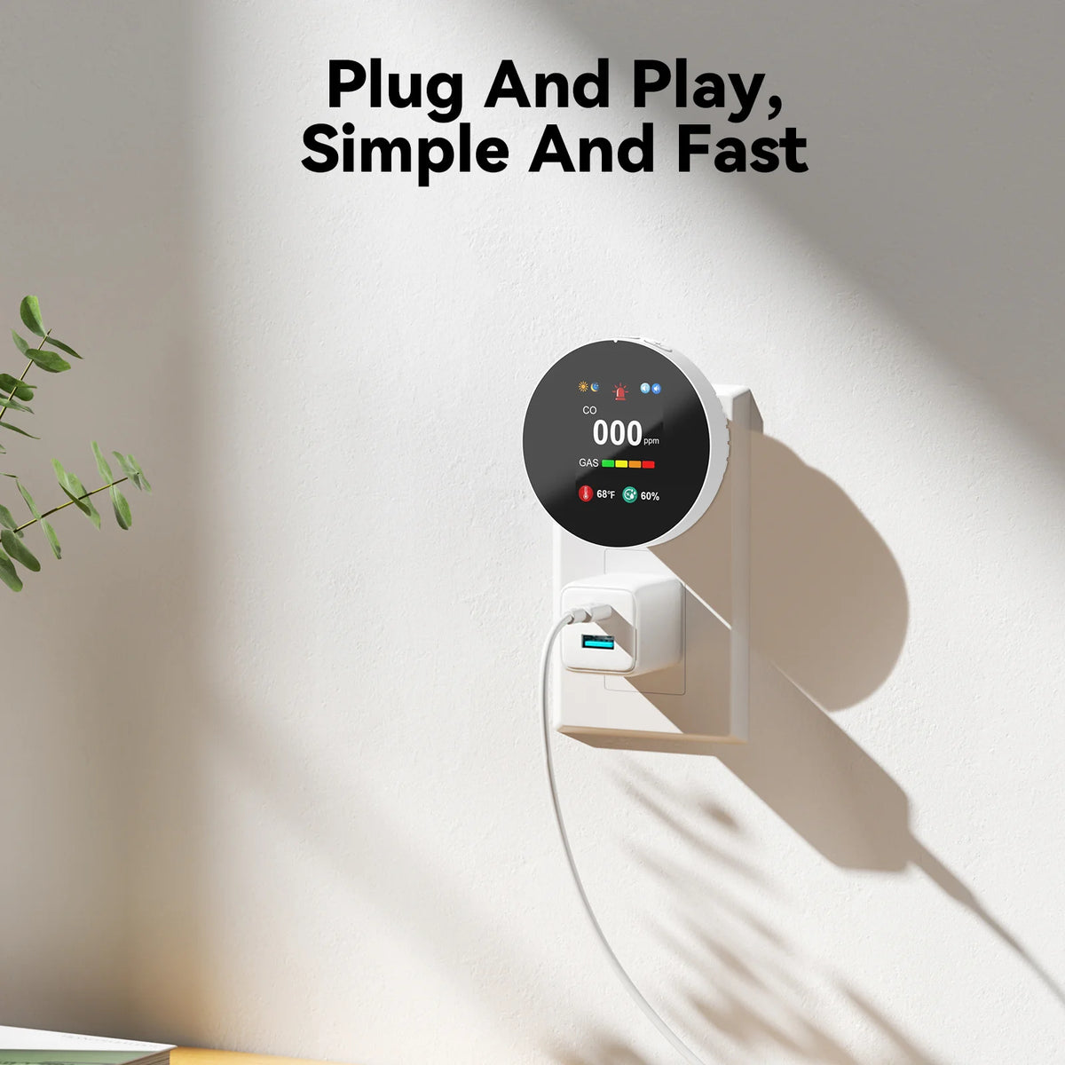 CHZHVAN Four-in-One Plug-In Carbon Monoxide and Gas Detector Alarm
