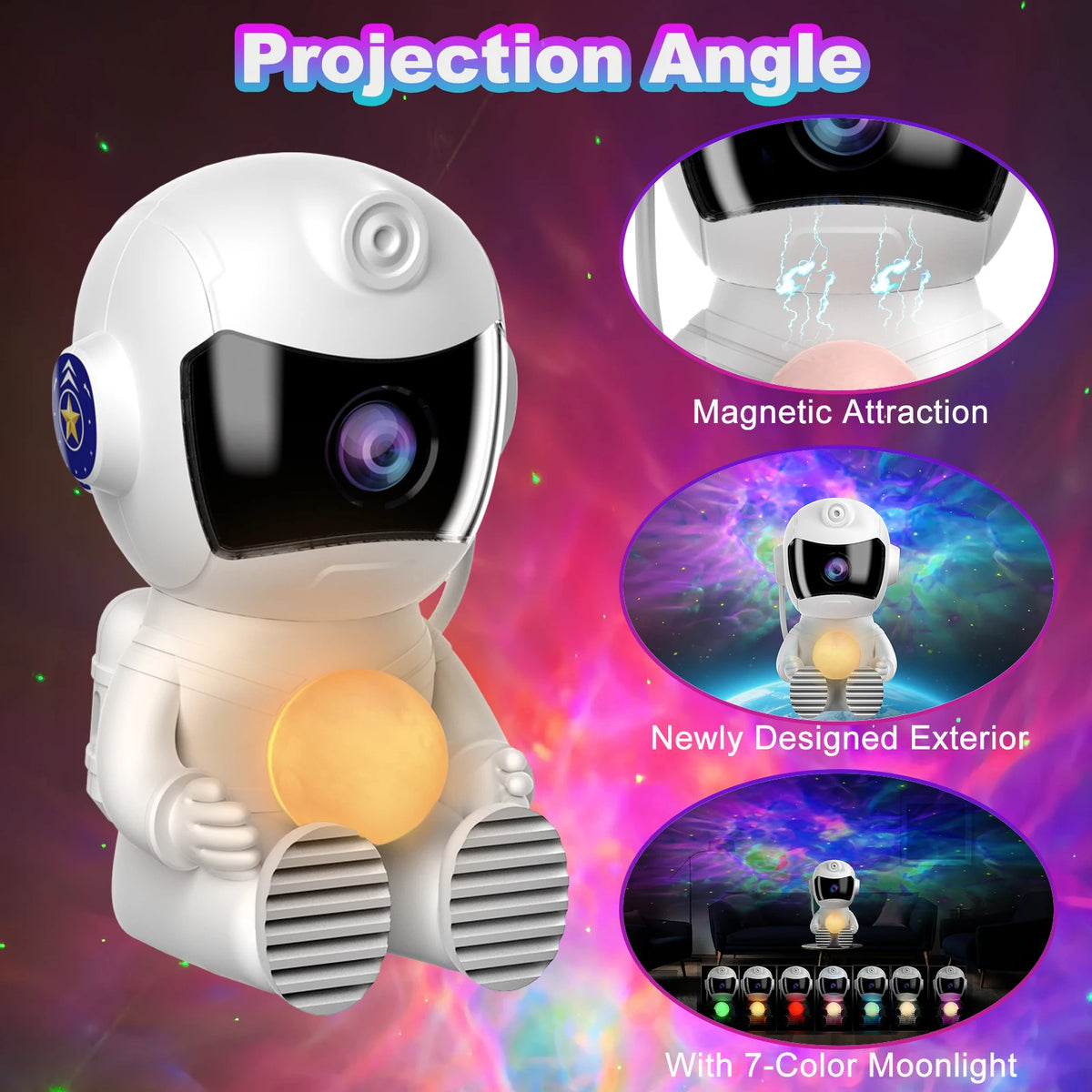 Astronaut Galaxy Projector Night Light With Timer For Bedroom