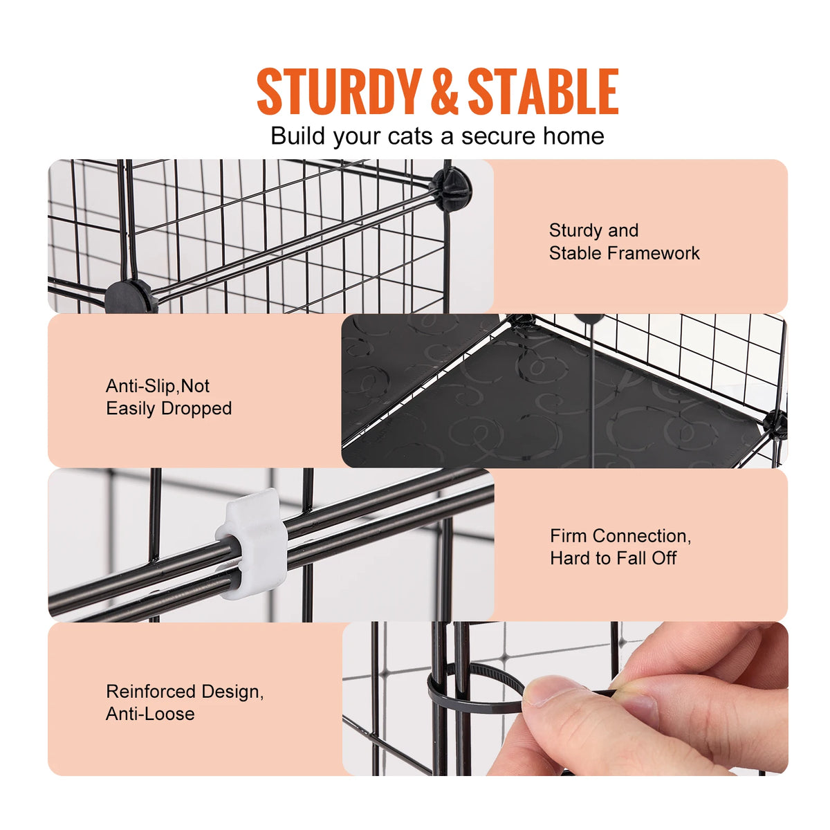 SucceBuy Metal Cat Enclosure Cage With Doors Hammock And Ramp