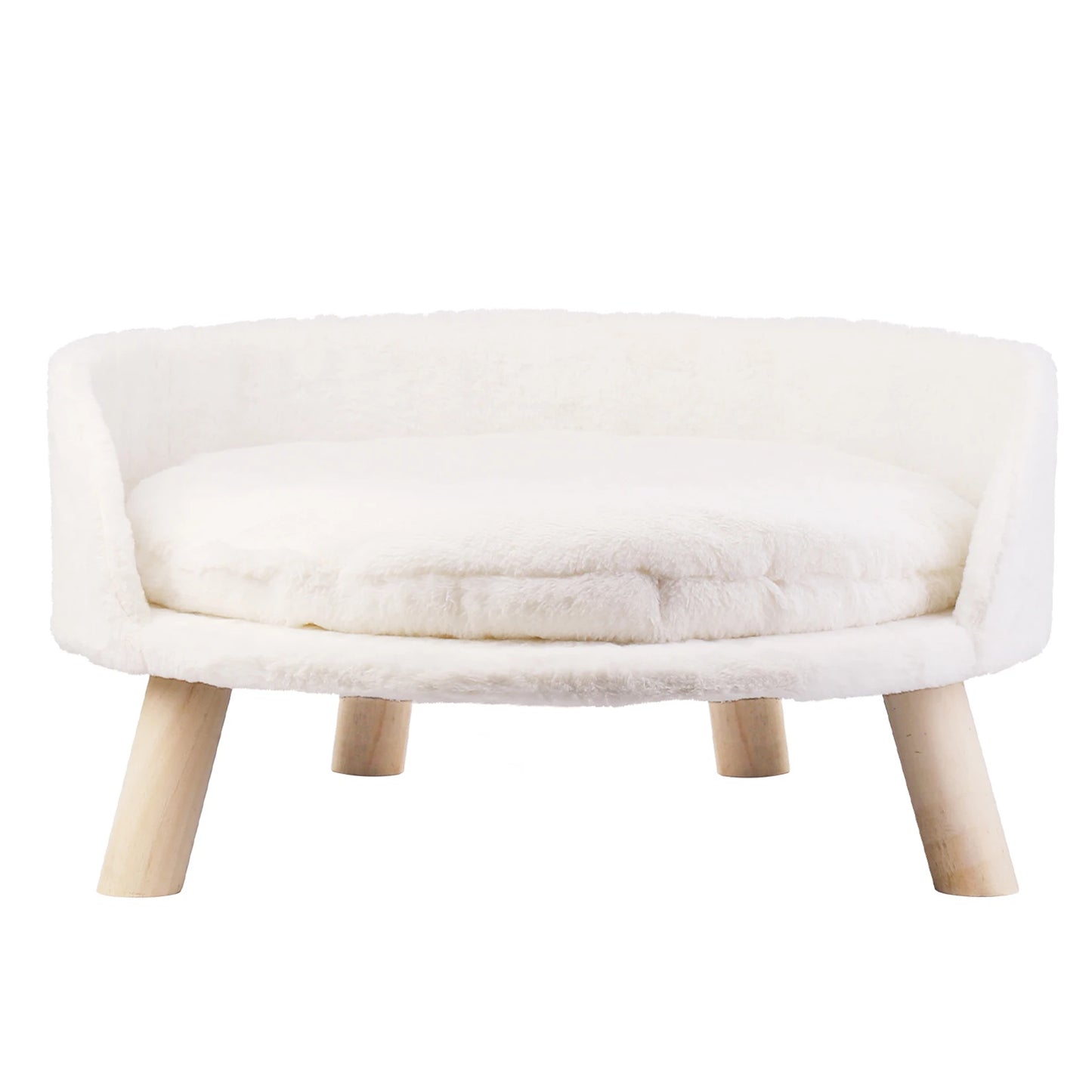 Luxurious Plush Cat Bed With Wooden Legs And Washable Cushion
