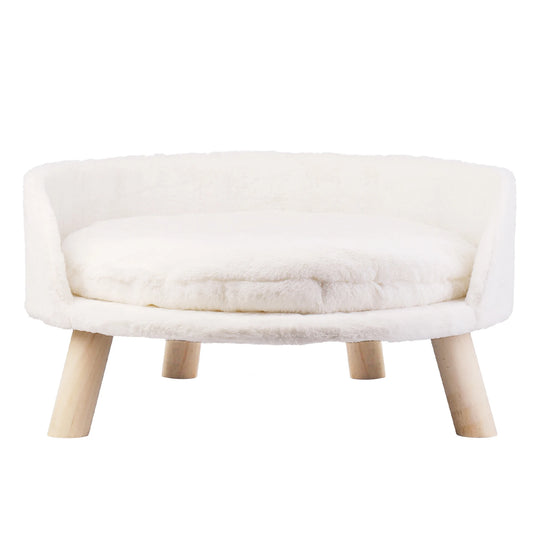 Luxurious Plush Cat Bed With Wooden Legs And Washable Cushion