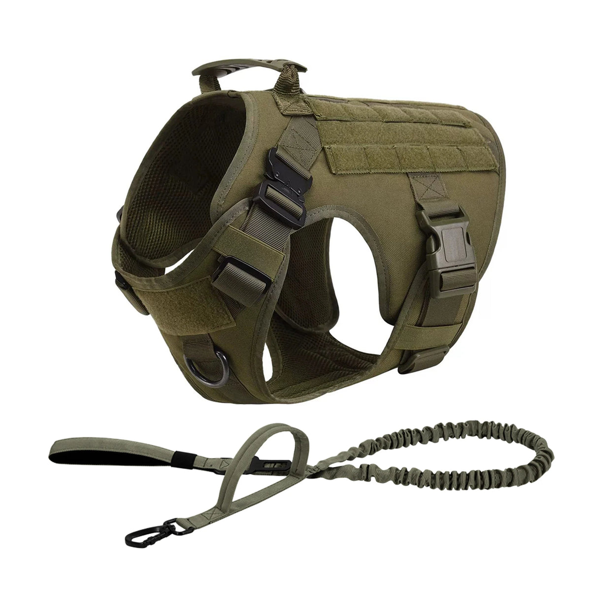 Heavy Duty Tactical Nylon Dog Harness With Molle Pouches