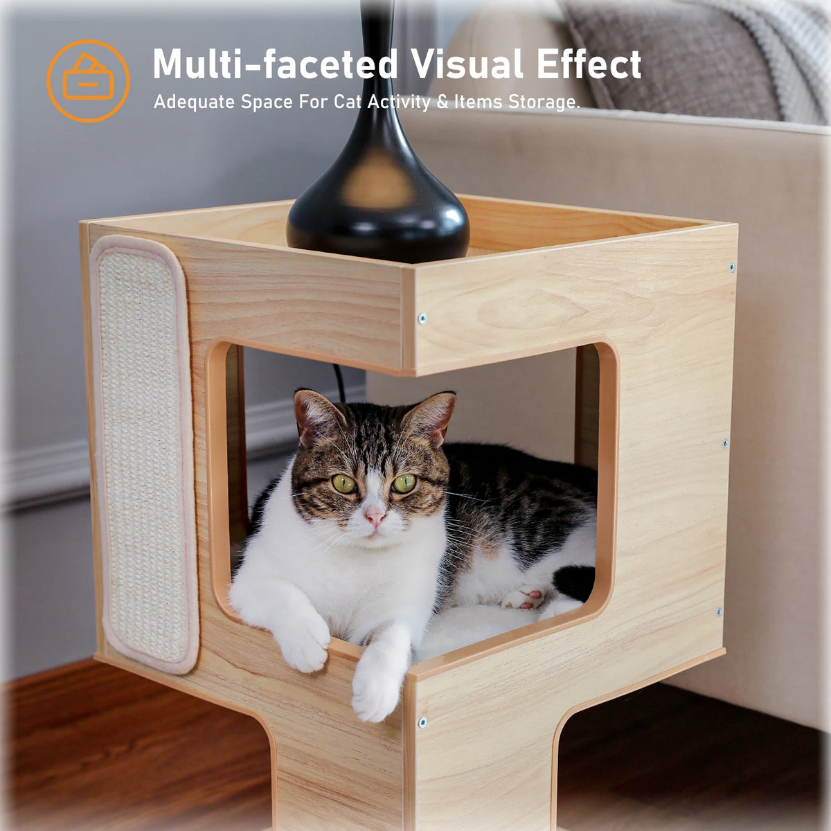 PAWZ Road Wood Cat Tree Condo House With Scratching Pad
