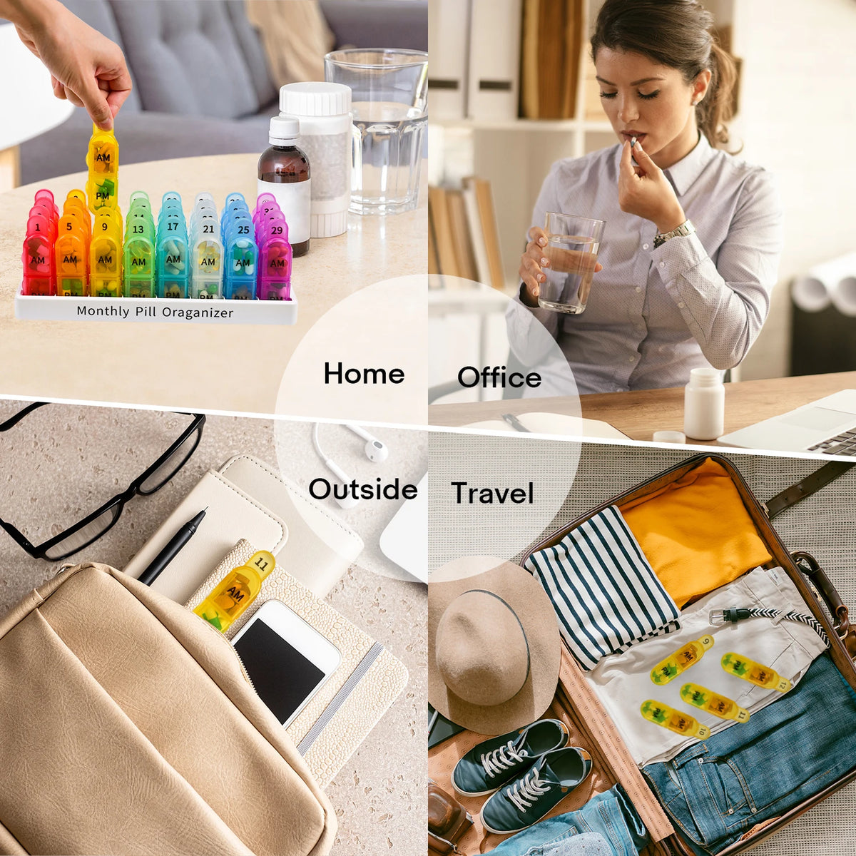 Portable Travel BPA Free Pill Case Waterproof Medicine Weekly Organizer