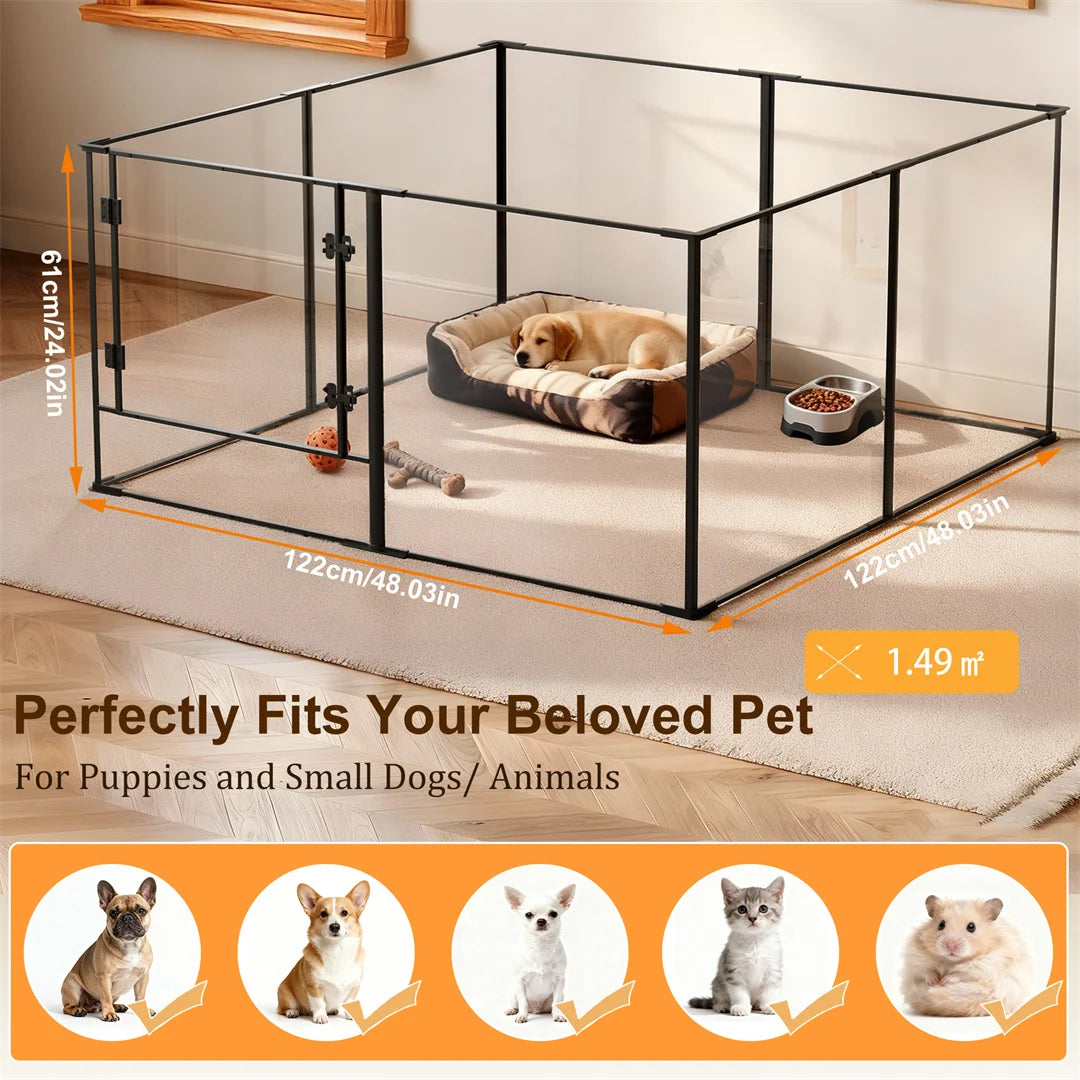 Bingopaw Acrylic Dog Playpen Indoor Pet Exercise Fence Whelping Pen