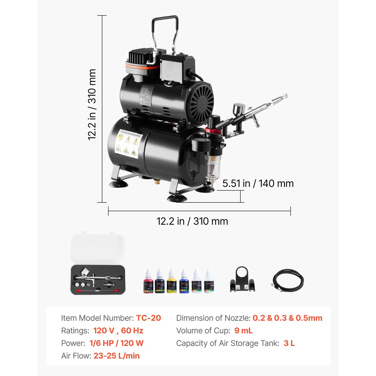 SucceBuy Airbrush Kit With Dual Action Compressor And Tank