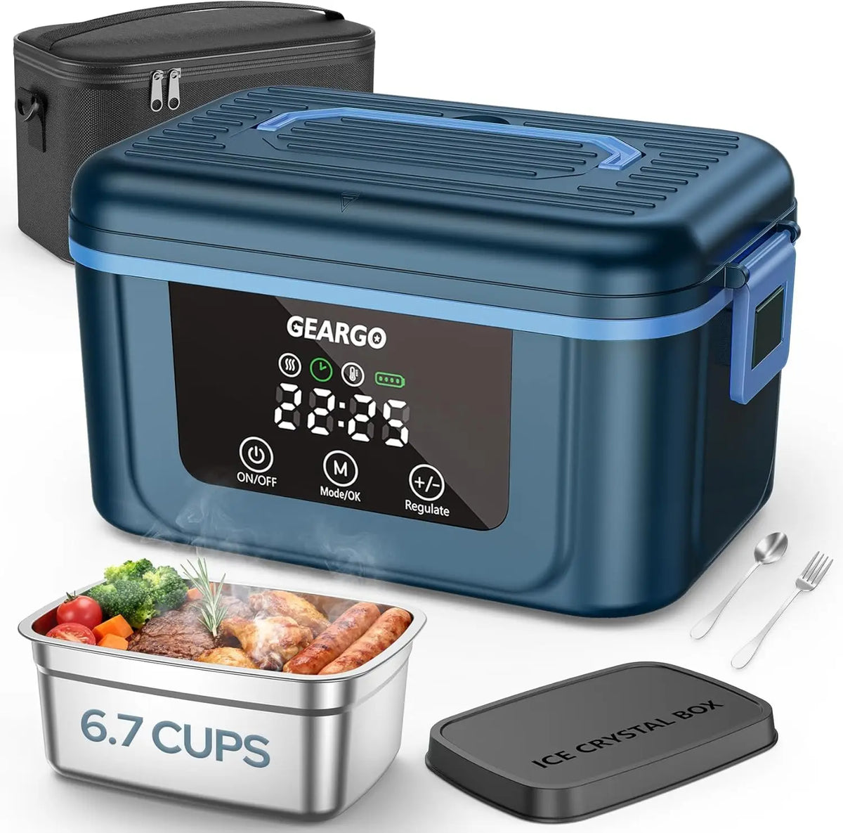 Cordless Heated Lunch Box With Self Heating and Ice Box