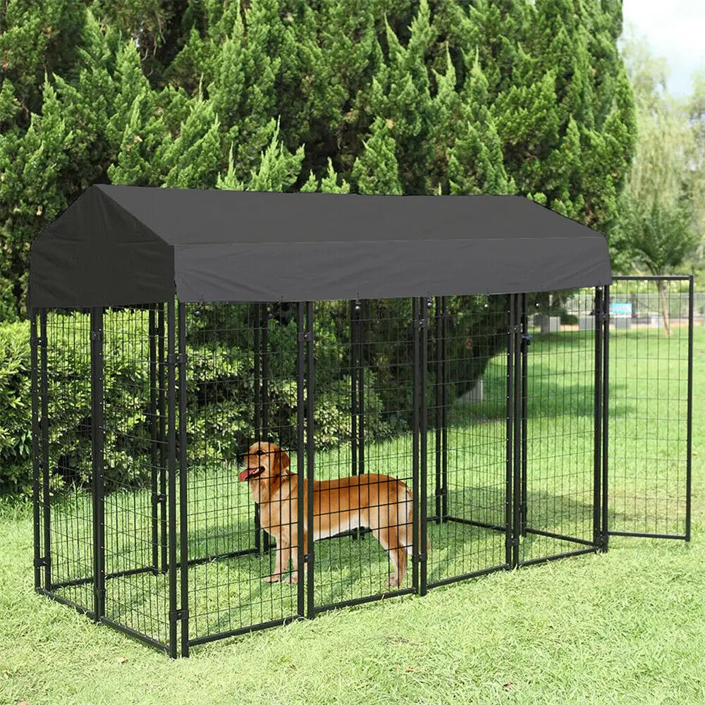 Bingopaw Outdoor Welded Wire Dog Kennel With Waterproof Cover