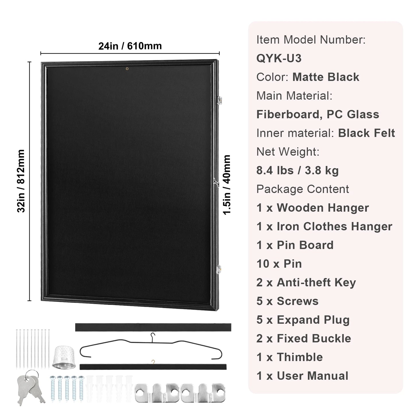 SucceBuy Lockable Jersey Sports Card Display Shadow Box
