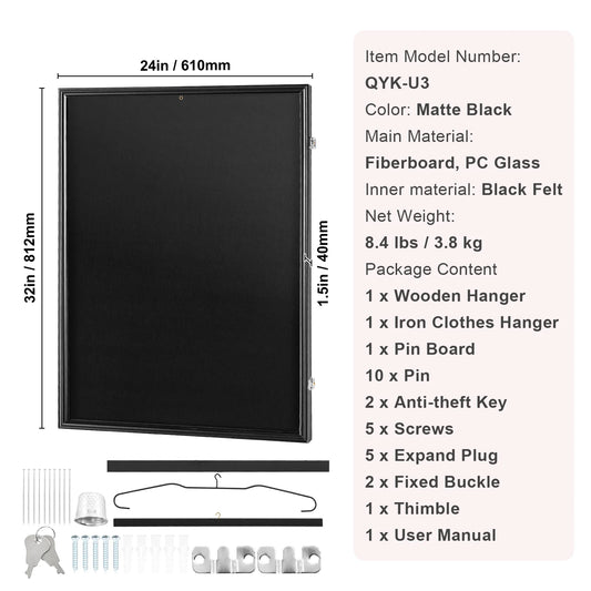 SucceBuy Lockable Jersey Sports Card Display Shadow Box