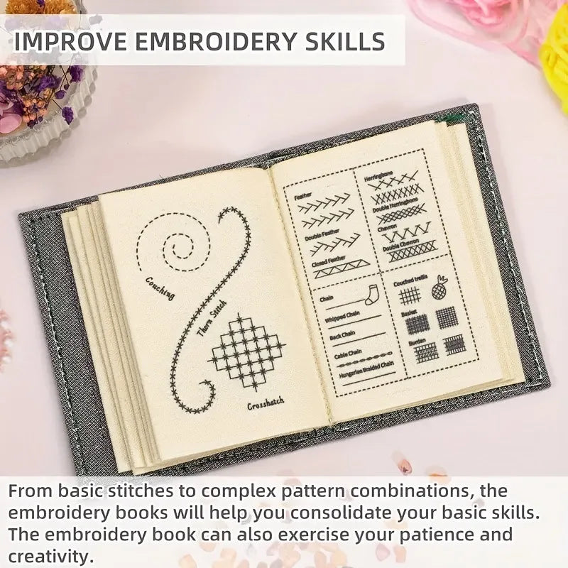 DIY Cross-Stitch Embroidery Needlework Pattern Book Linen Beginner Guide