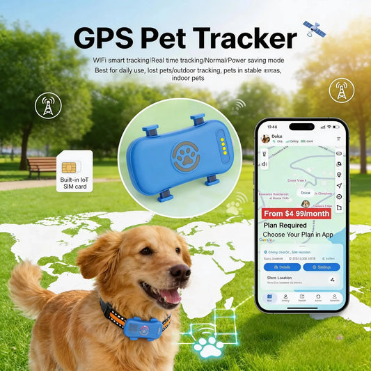 Wanwaytech GPS Pet Tracker 4G Real Time Tracking Waterproof IP67