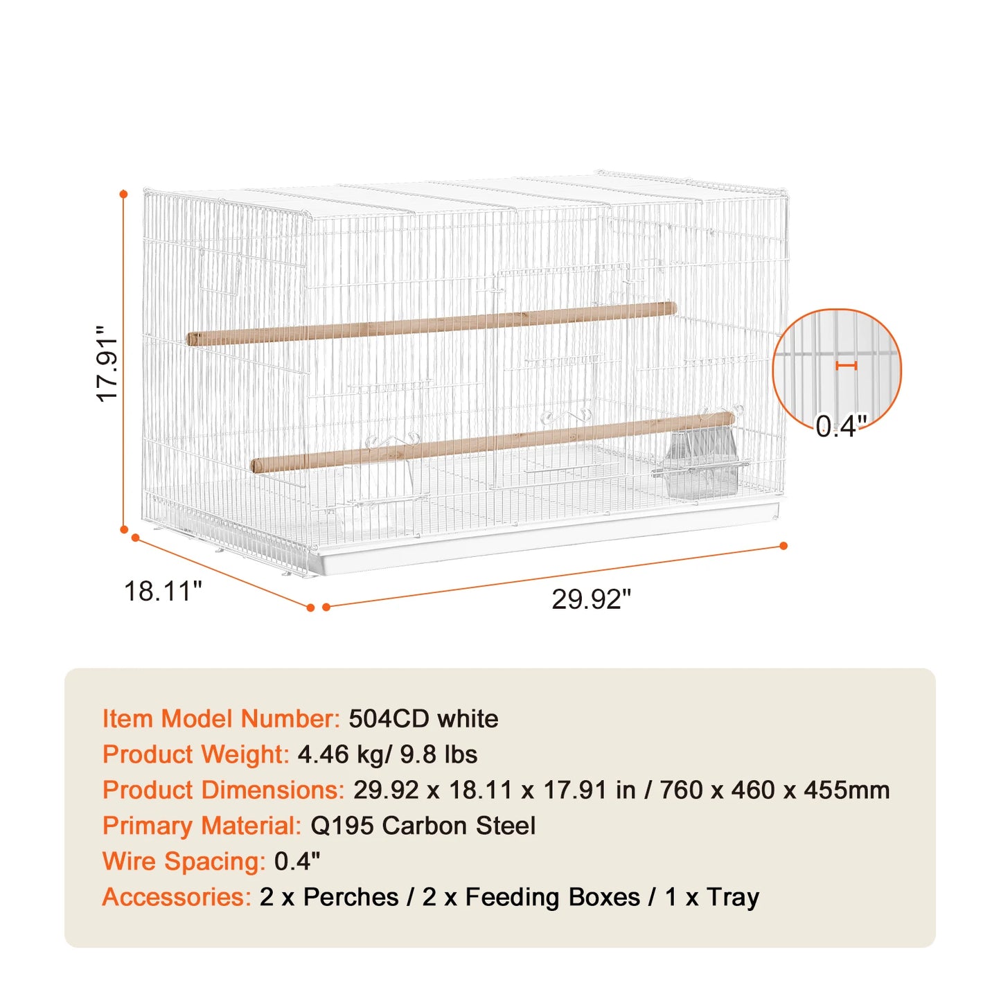 SucceBuy Stackable Divided Bird Cage With Travel Handle And Perch