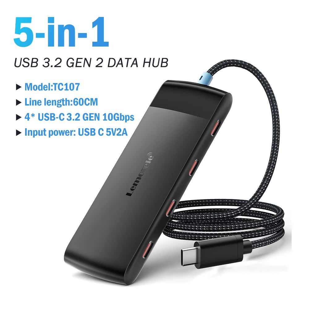 Lemorele USB Hub 10Gbps 5in1 Docking Station Windows Mac