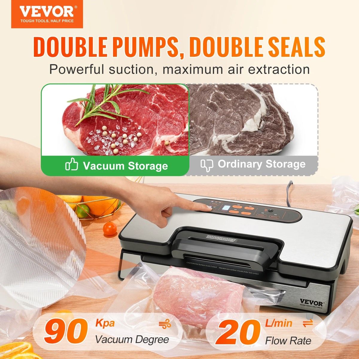 SucceBuy Food Vacuum Sealer Machine for Household Kitchen Packaging