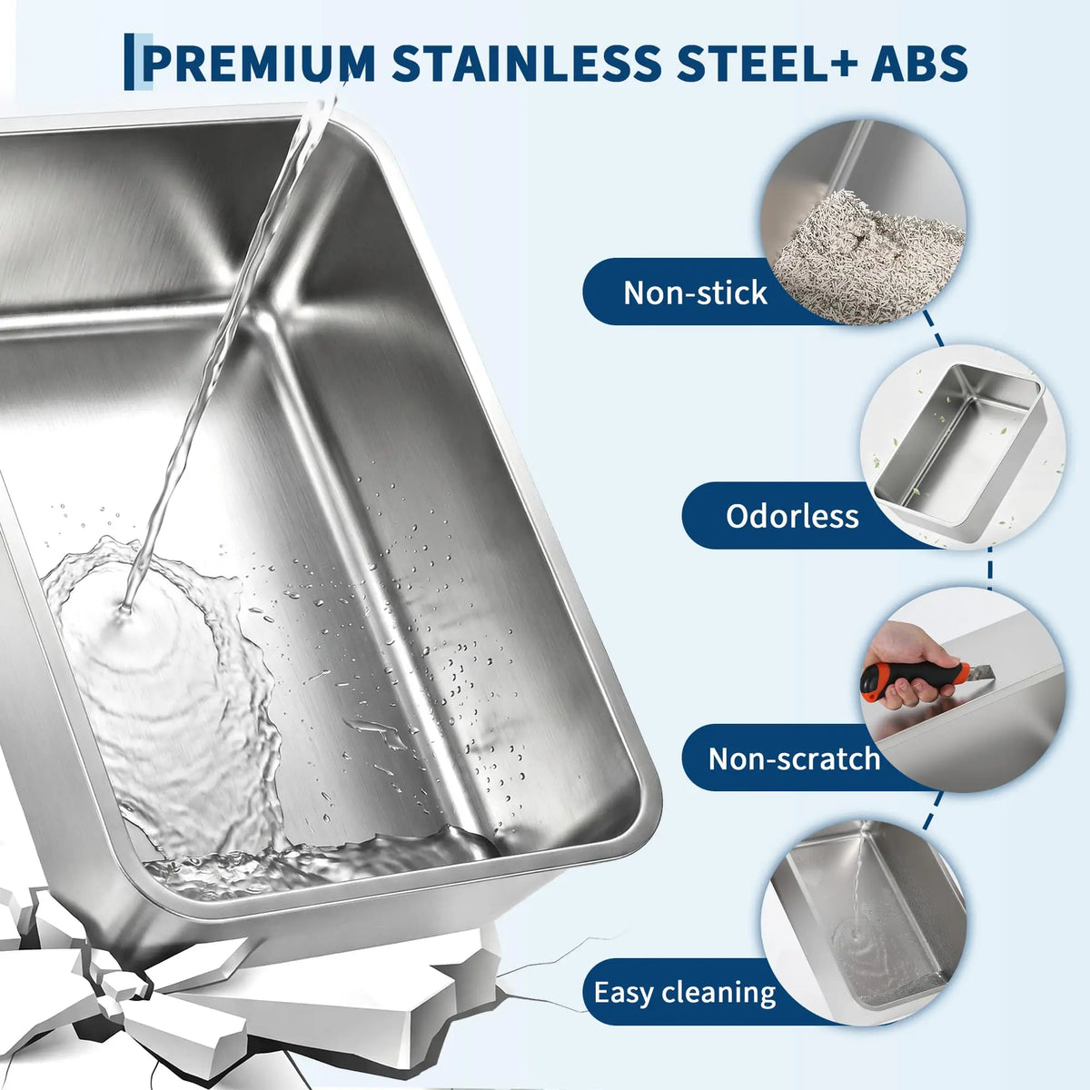 Studyset Enclosed Stainless Steel Dog Proof Litter Box With Scoop