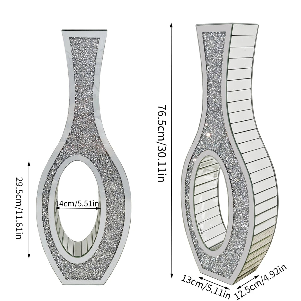 Decorative Mirrored Crush Diamond Floor Standing Vase