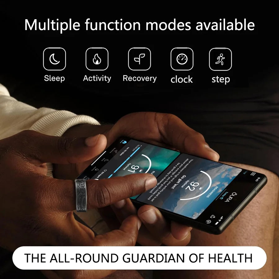 Stainless Ring Fitness Tracker With Sleep Monitor Pedometer Waterproof Health Device