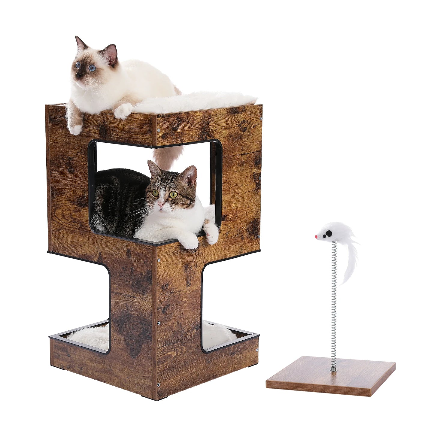 PAWZ Road Wood Cat Tree Condo House With Scratching Pad