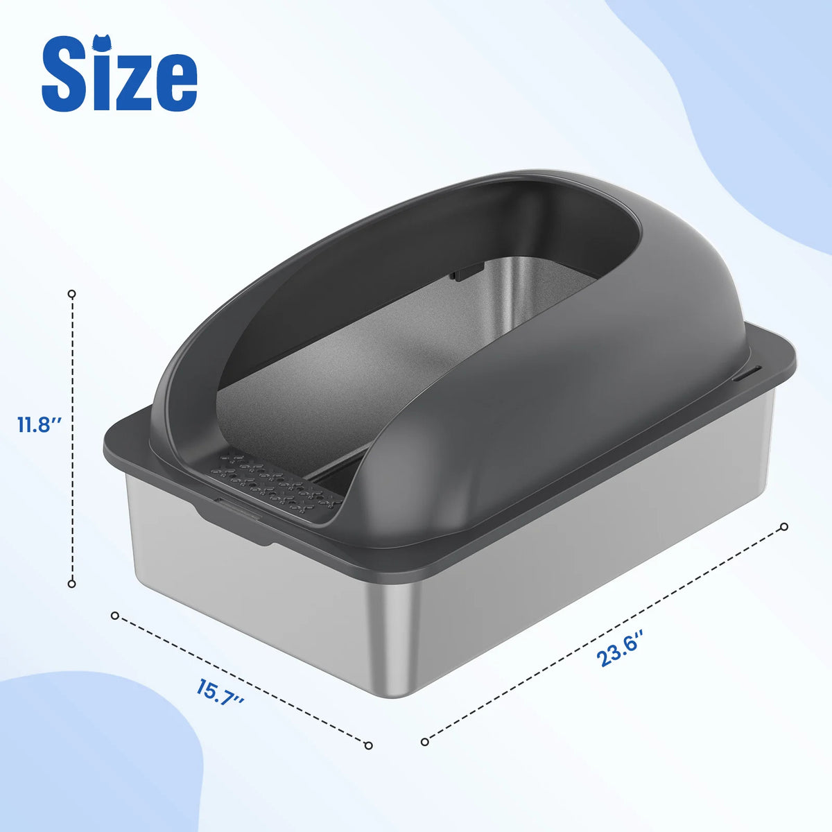 Stainless Steel Semi Closed Cat Litter Box With Lid