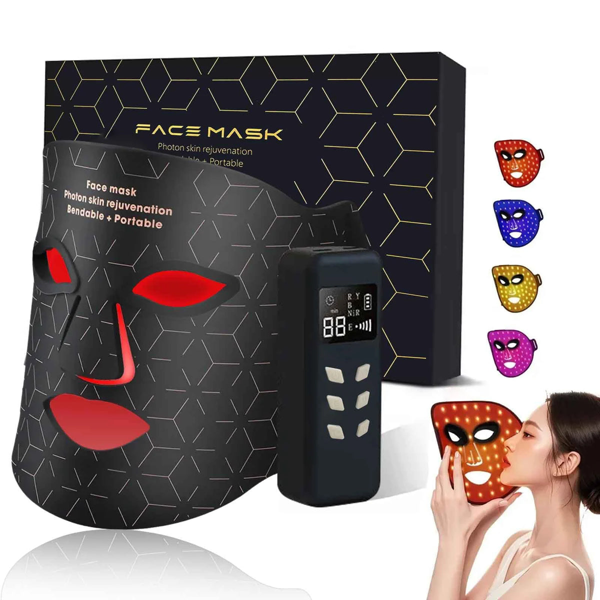 Portable Led Face Mask For Red Light Therapy Skin Rejuvenation