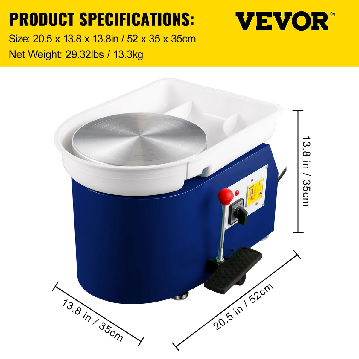 SucceBuy 350W Electric Pottery Wheel With Foot Control For Ceramics