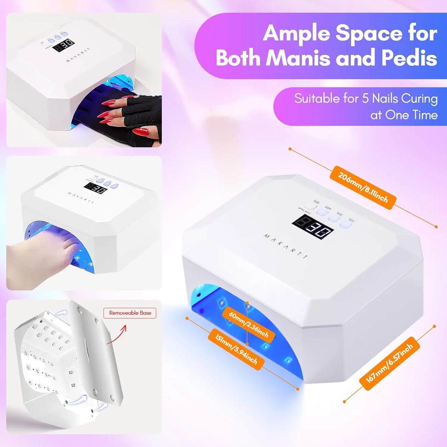 Makartt 36W Rechargeable Aurora UV LED Nail Lamp